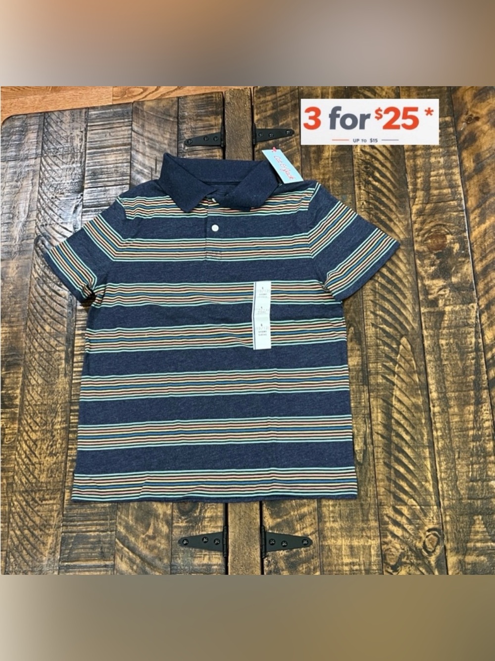Cat & Jack Navy Striped Kids Polo
